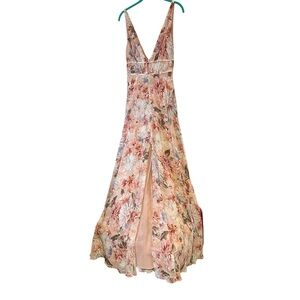 NEW Jenny Yoo Floral V-Neck Maxi Formal Dress